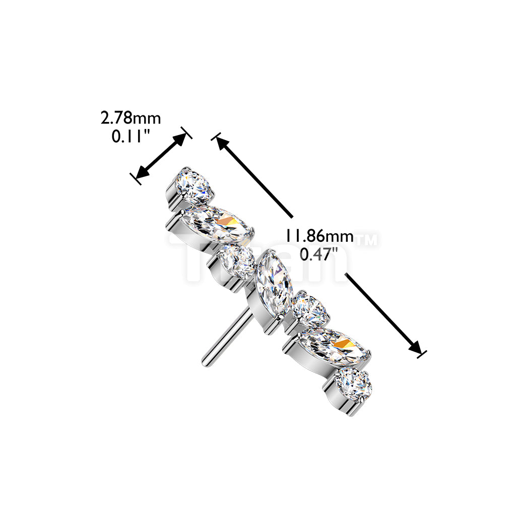 Titanium Threadless Push In Marquise & Round CZ Straight Top - Image 4