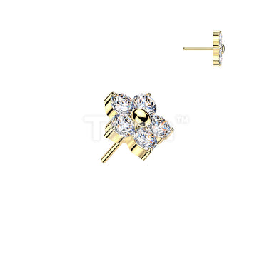 Titanium Threadless Push In 5 CZ Flower Top - Image 4