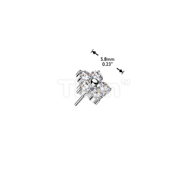 Titanium Threadless Push In 5 CZ Flower Top - Image 6