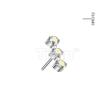 Titanium Threadless Push In Top With 3 Round CZ  - Image 2