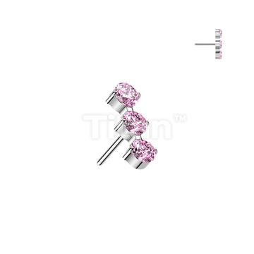 Titanium Threadless Push In Top With 3 Round CZ  - Image 5