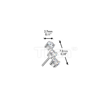 Titanium Threadless Push In Top With 3 Round CZ  - Image 6