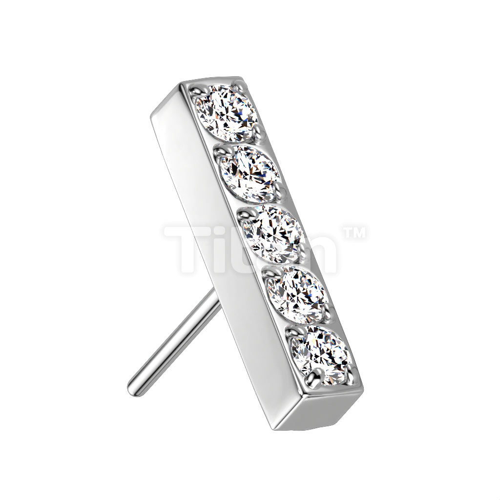 Implant Grade Titanium Threadless Push In 5 CNC Set CZ Lined Straight Bar Top - Image 2