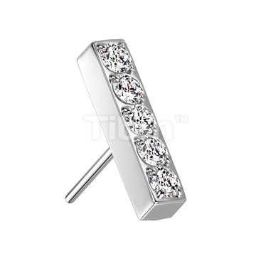Implant Grade Titanium Threadless Push In 5 CNC Set CZ Lined Straight Bar Top - Image 2