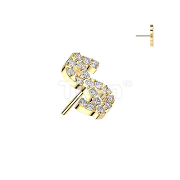 Titanium Threadless Push In Pave CZ Dollar Sign - Image 3