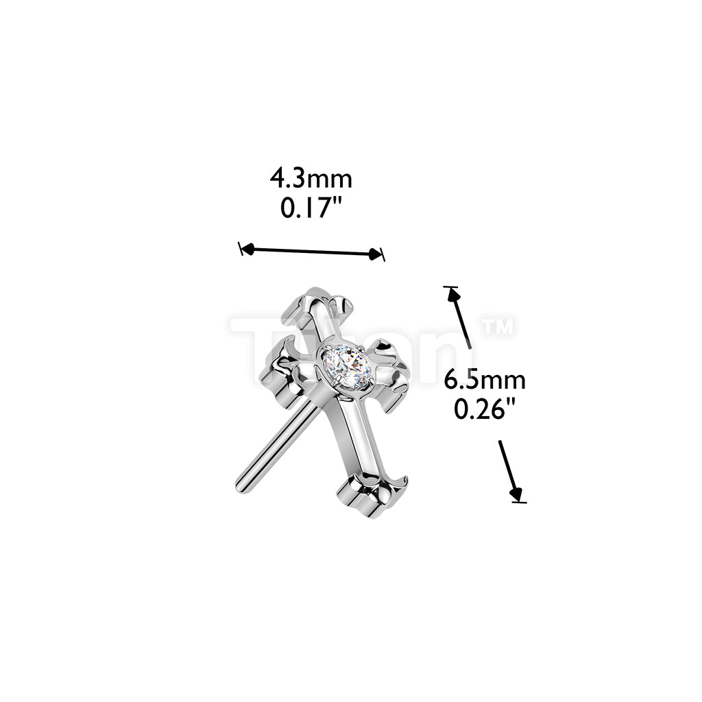 Titanium Threadless Push In CZ Center Celtic Cross Top  - Image 4