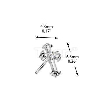 Titanium Threadless Push In CZ Center Celtic Cross Top  - Image 4