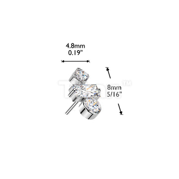 Titanium Threadless Push In Round, Baguette, & Diamond CZ Top - Image 4
