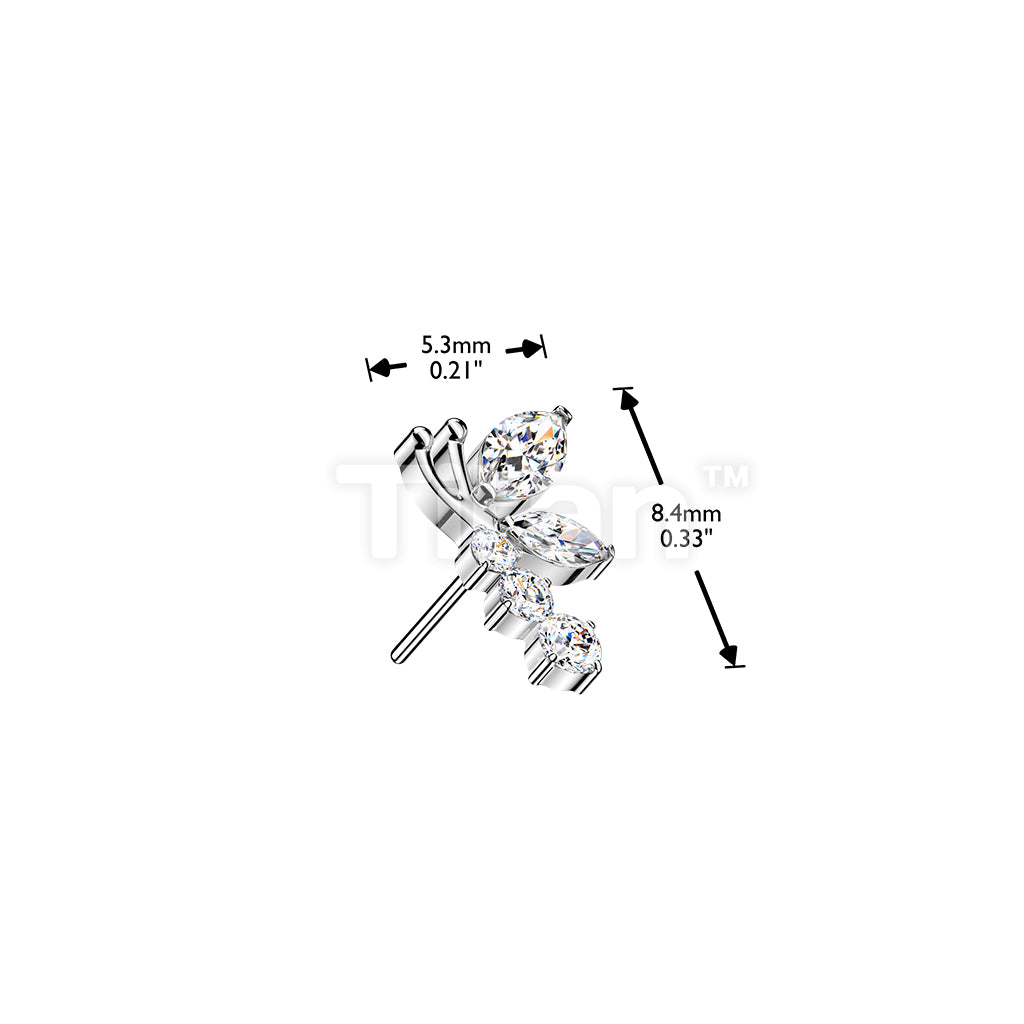 Titanium Threadless Push In CZ Dragonfly Top - Image 4