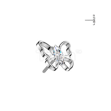 Titanium Threadless Push In Marquise CZ Hollow Butterfly Top - Image 2