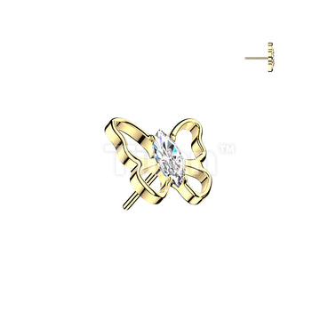 Titanium Threadless Push In Marquise CZ Hollow Butterfly Top - Image 3
