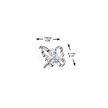 Titanium Threadless Push In Marquise CZ Hollow Butterfly Top - Image 4
