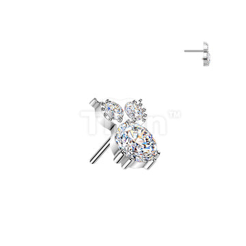 Titanium Threadless Push In CZ Owl Top - Image 2