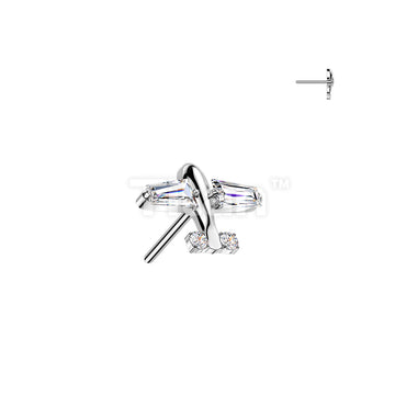 Titanium Threadless Push In CZ Airplane Top - Image 2