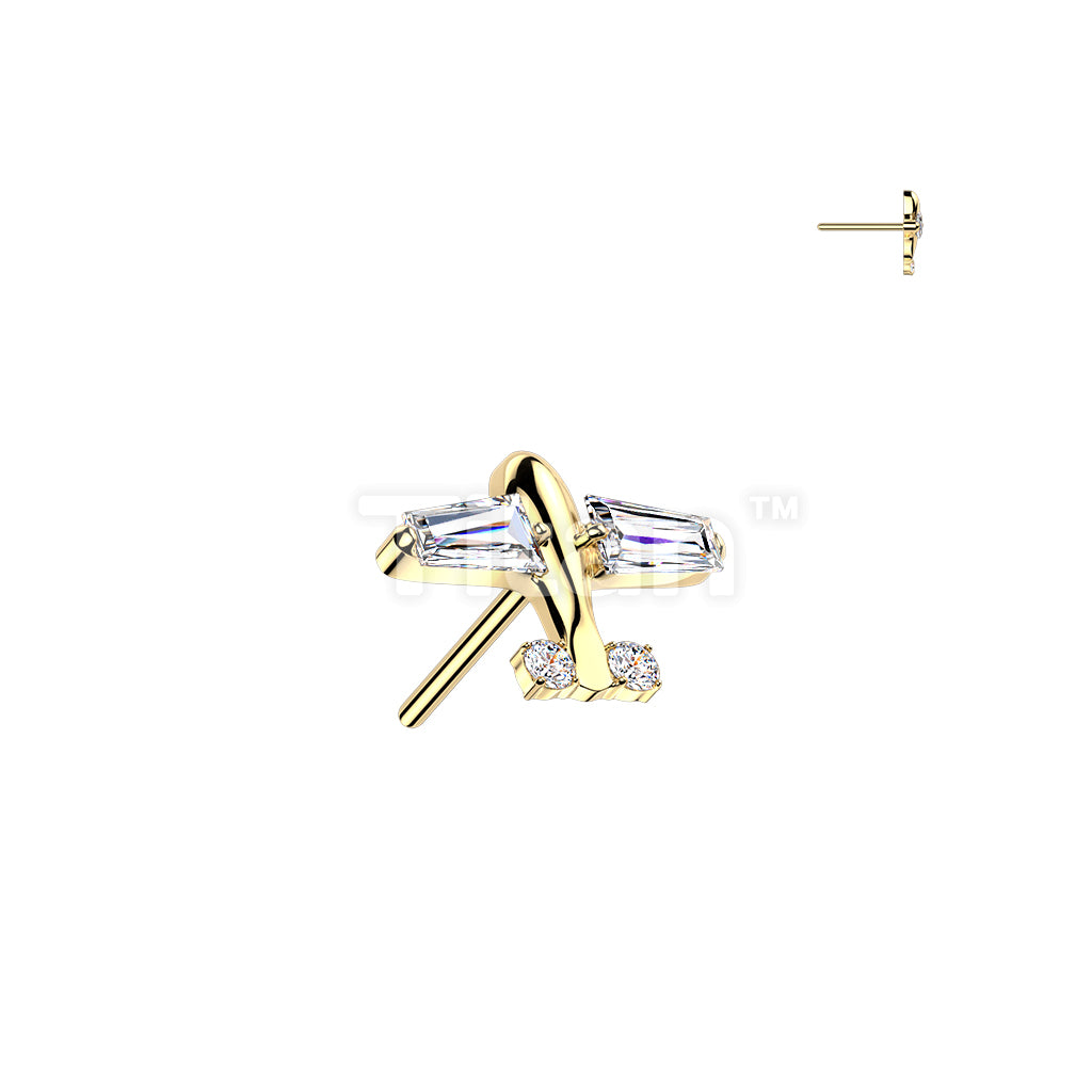 Titanium Threadless Push In CZ Airplane Top - Image 3