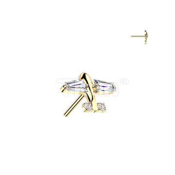 Titanium Threadless Push In CZ Airplane Top - Image 3