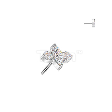 Titanium Threadless Push In Marquise & Round CZ Top - Image 2