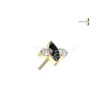 Titanium Threadless Push In Marquise & Round CZ Top - Image 3