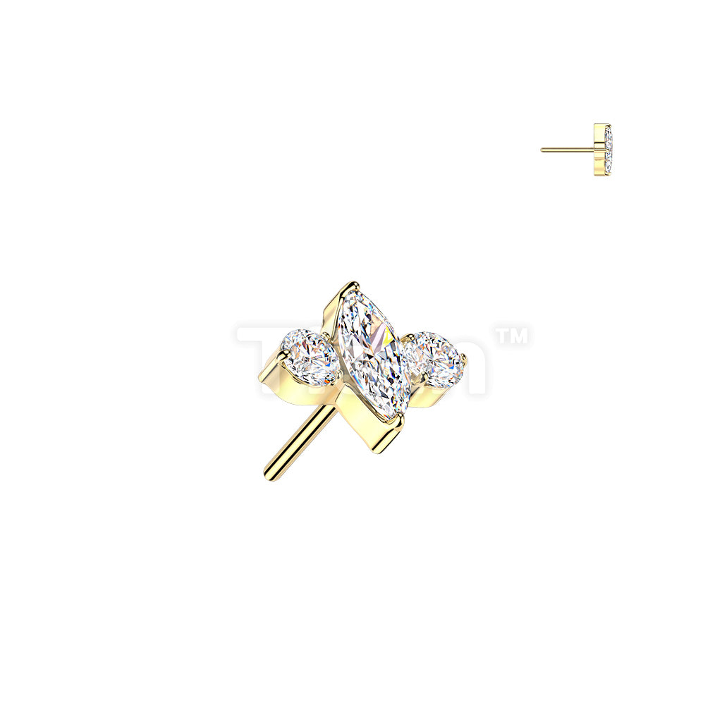 Titanium Threadless Push In Marquise & Round CZ Top - Image 5