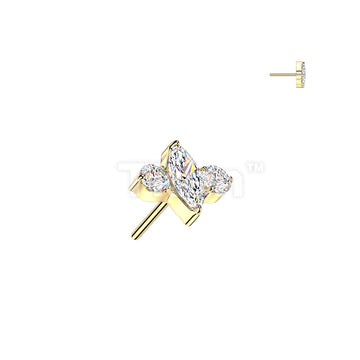 Titanium Threadless Push In Marquise & Round CZ Top - Image 5