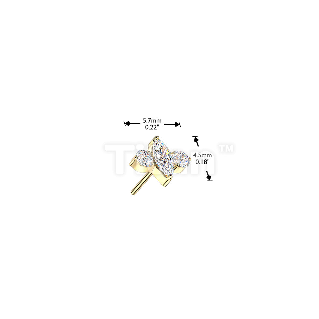 Titanium Threadless Push In Marquise & Round CZ Top - Image 6