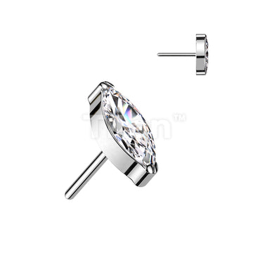 Implant Grade Titanium Threadless Push In Marquise CZ Top - Image 2