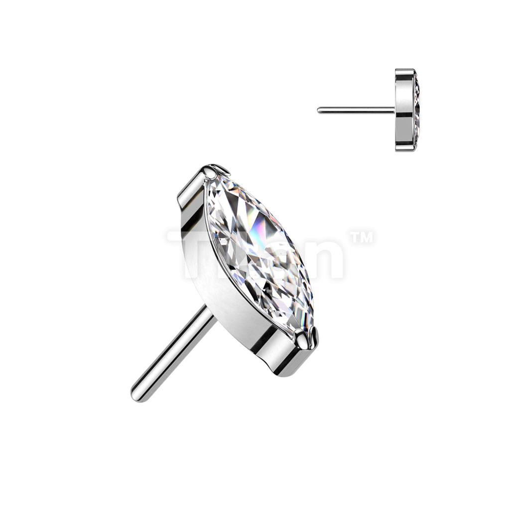 ASTM F136 Titanium Implant Grade Titanium Threadless Push In Marquise... - Image 2