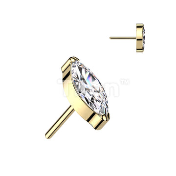 Implant Grade Titanium Threadless Push In Marquise CZ Top - Image 4