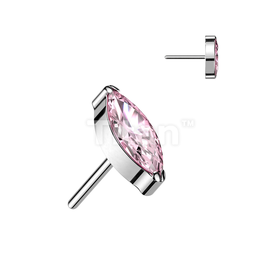 Implant Grade Titanium Threadless Push In Marquise CZ Top - Image 8