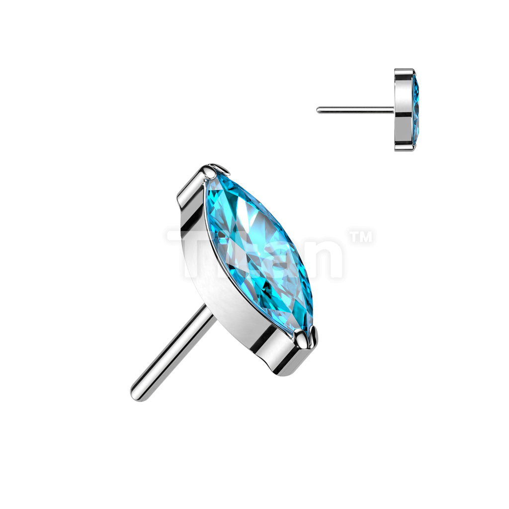 Implant Grade Titanium Threadless Push In Marquise CZ Top - Image 9