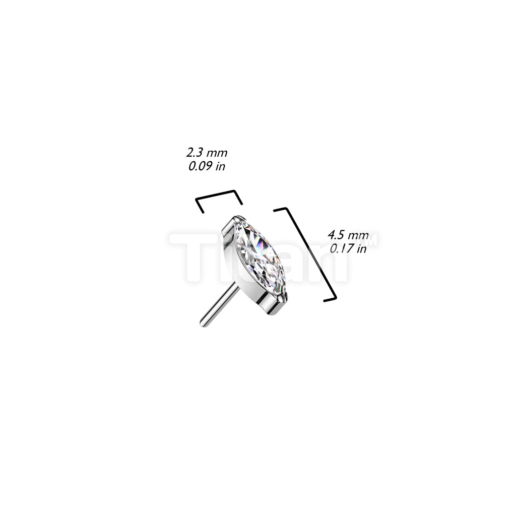 Implant Grade Titanium Threadless Push In Marquise CZ Top - Image 15
