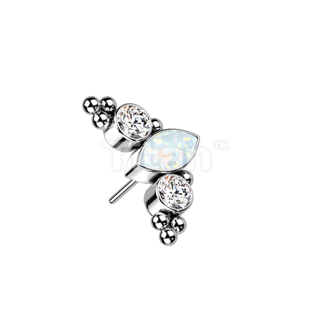 Implant Grade Titanium Threadless Push In Top With Marquise CZ or Opal... - Image 2