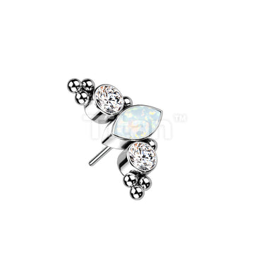 Implant Grade Titanium Threadless Push In Top With Marquise CZ or Opal... - Image 2
