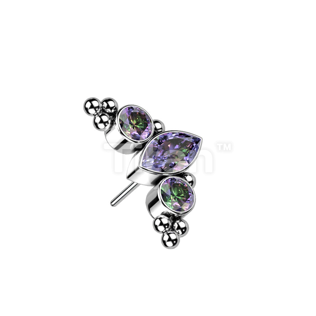Implant Grade Titanium Threadless Push In Top With Marquise CZ or Opal... - Image 5