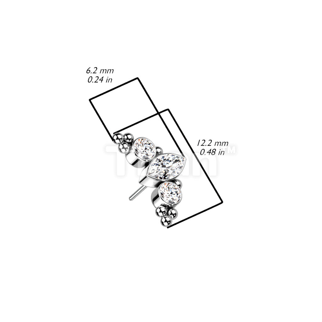 Implant Grade Titanium Threadless Push In Top With Marquise CZ or Opal... - Image 6