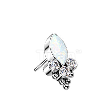 Implant Grade Titanium Threadless Push In Top With Marquise CZ or Opal and Round CZ and Balls  - Image 2