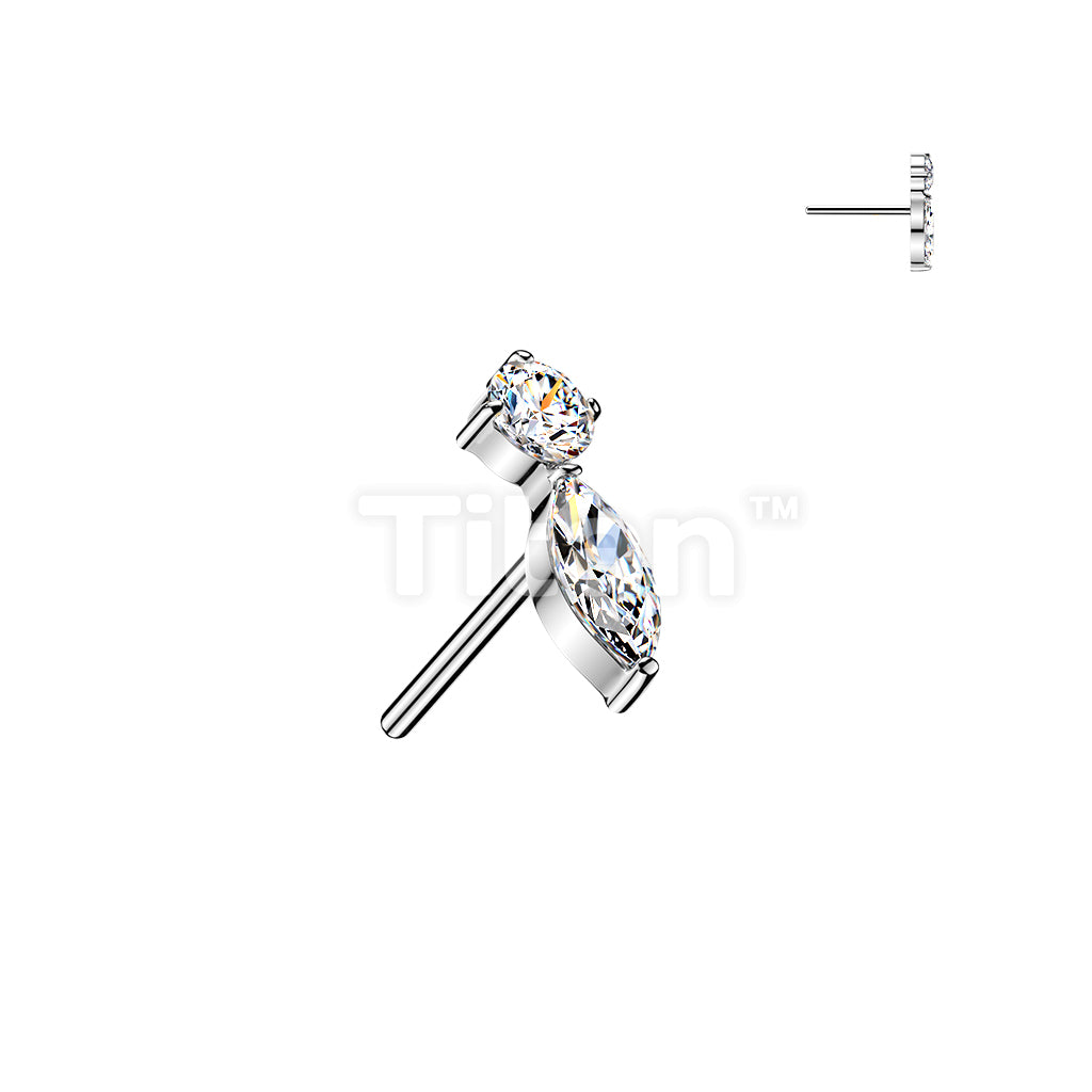 Titanium Threadless Push In Marquise and Round CZ Top - Image 2