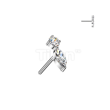 Titanium Threadless Push In Marquise and Round CZ Top - Image 2