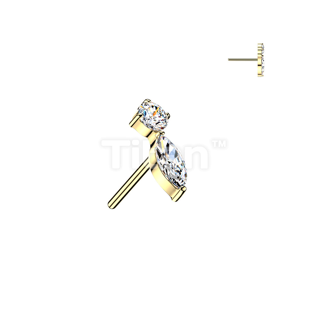 Titanium Threadless Push In Marquise and Round CZ Top - Image 3