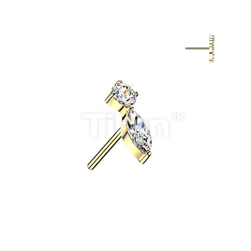 Titanium Threadless Push In Marquise and Round CZ Top - Image 3