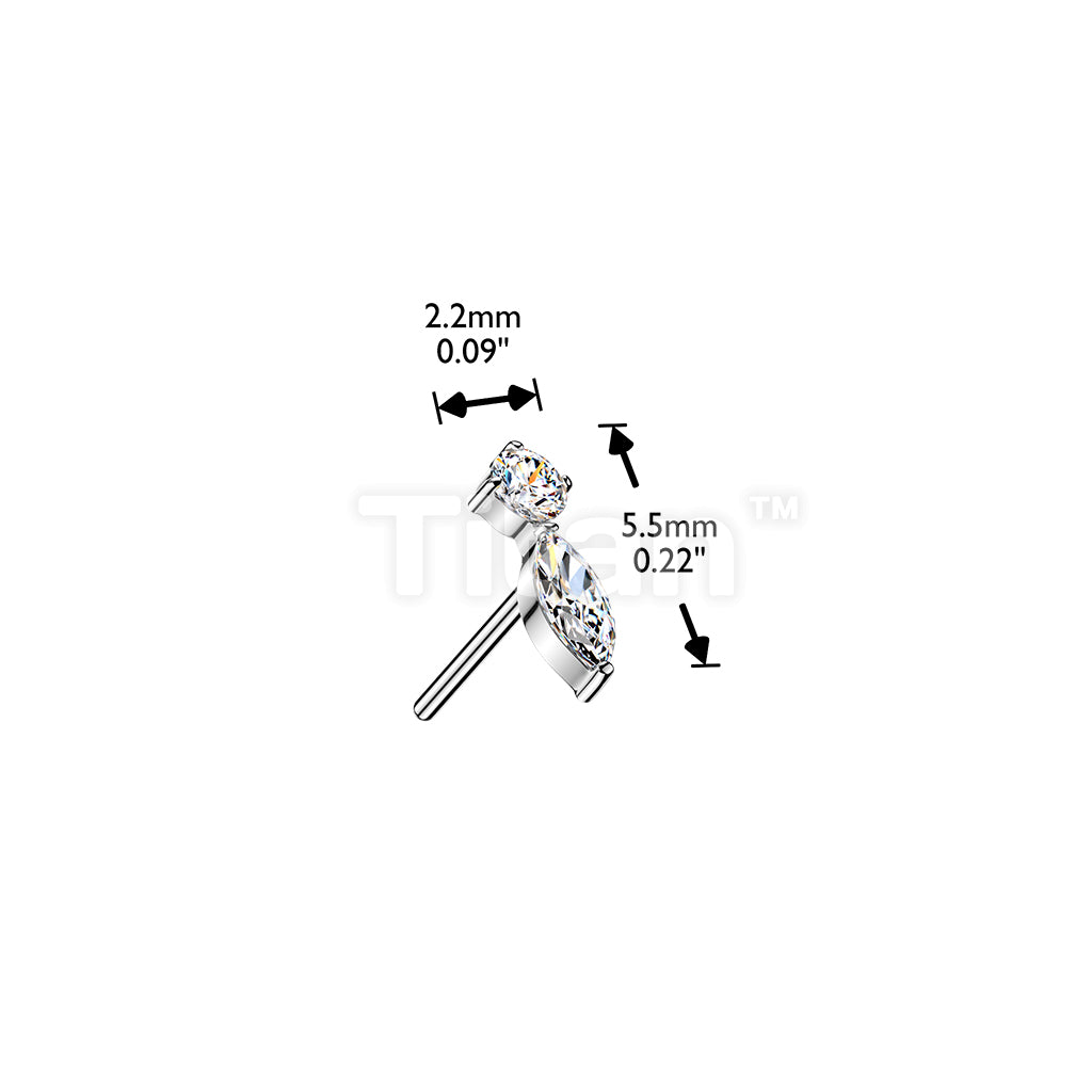 Titanium Threadless Push In Marquise and Round CZ Top - Image 4