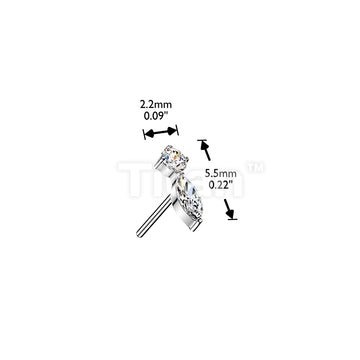 Titanium Threadless Push In Marquise and Round CZ Top - Image 4