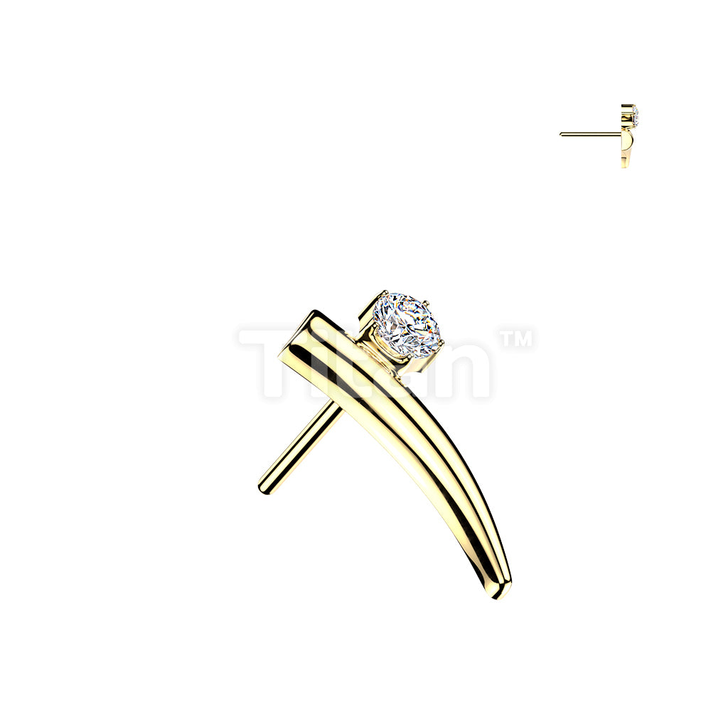 Titanium Threadless Push In Curved Bar Top With Round CZ - Image 3