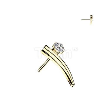 Titanium Threadless Push In Curved Bar Top With Round CZ - Image 3