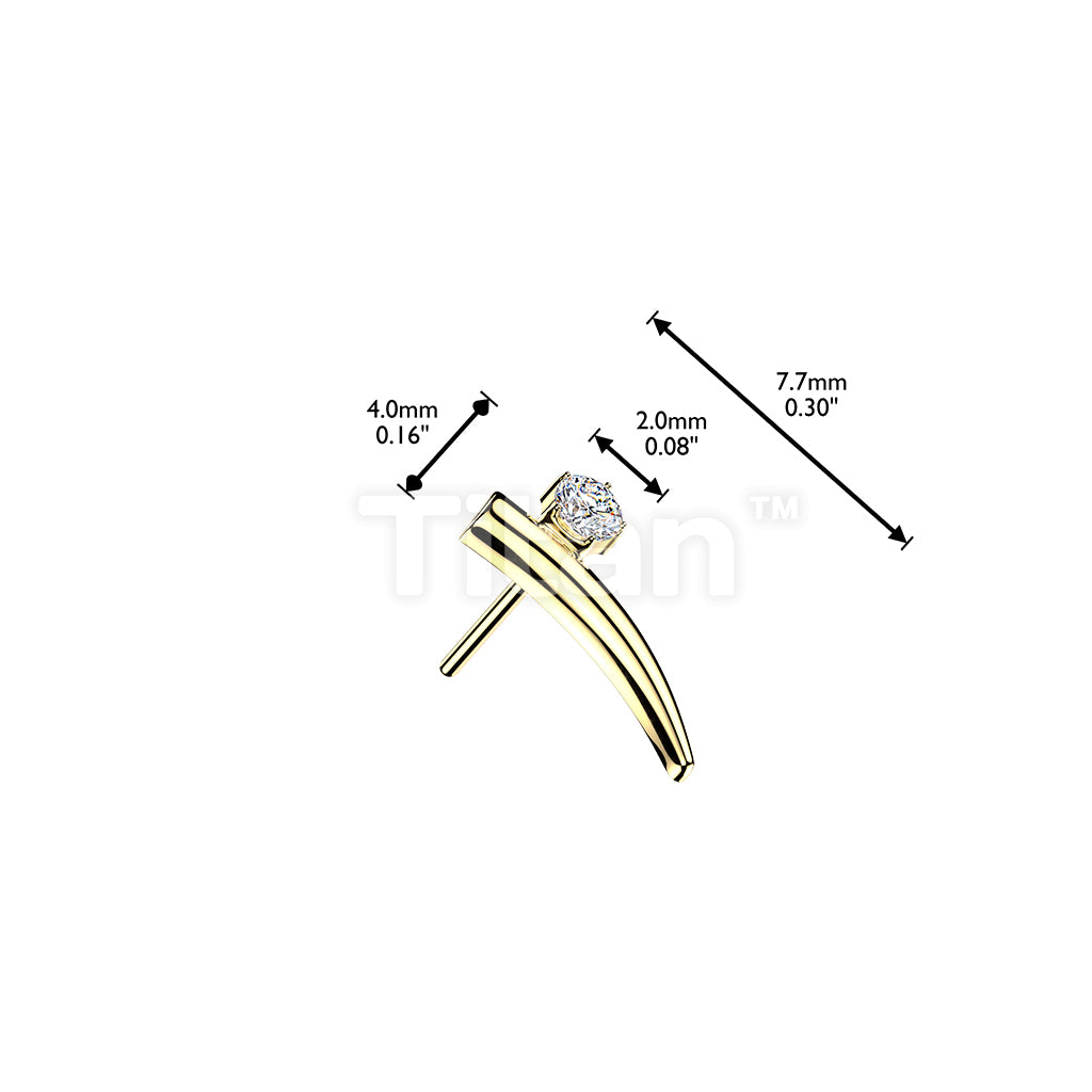 Titanium Threadless Push In Curved Bar Top With Round CZ - Image 4