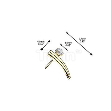 Titanium Threadless Push In Curved Bar Top With Round CZ - Image 4