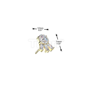 Titanium Threadless Push In Round CZ Top With 3 Baguette CZ - Image 4
