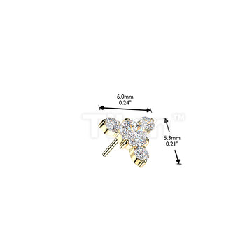 Titanium Threadless Push In Round CZ Top With 3 Small CZ - Image 4