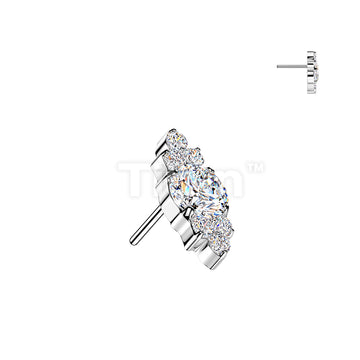 Titanium Threadless Push In Round CZ Top With Trinity CZ Clusters - Image 2