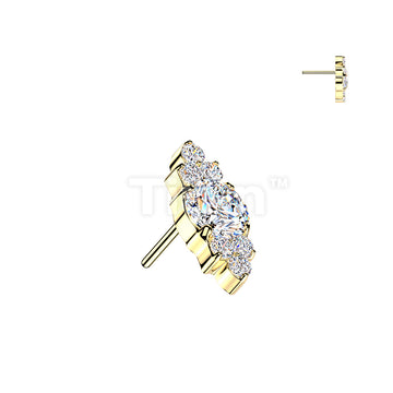 Titanium Threadless Push In Round CZ Top With Trinity CZ Clusters - Image 3